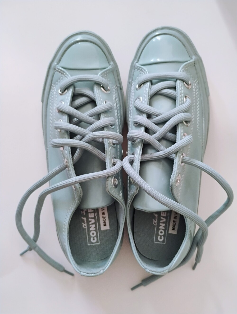 Converse Chuck Taylor Hybrid Shine Sneakers Faux Leather Soft Aloe Size 9